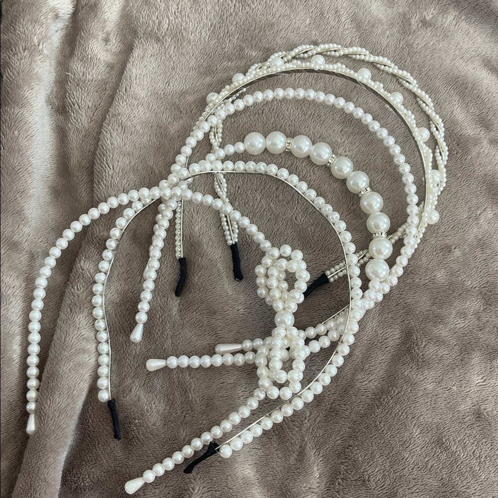 Elegant Pearl and Beaded Headbands Set of 6 nwt